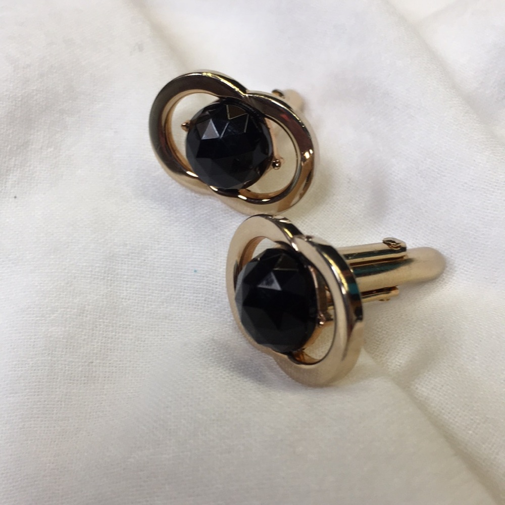 Swank Faceted Black Dome Cufflinks